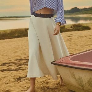 ANTHROPOLOGIE Belted Denim Skirt Sz M, NWT